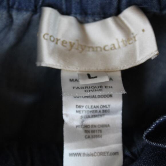 Anthropologie Corey Lynn Calter Dress Women Large Blue Denim Fall Preppy Cottage - Picture 4 of 4